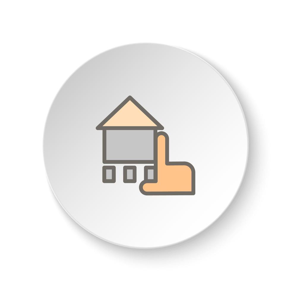 runda knapp för webb ikon, krita, hand, hus. knapp baner runda, bricka gränssnitt för Ansökan illustration på vit bakgrund vektor