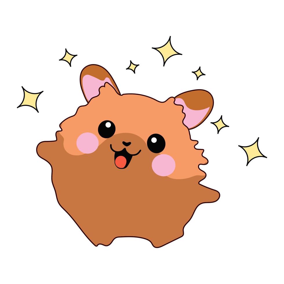 Vektor isoliert Illustration süß Hamster Jungtier Springen von Glück und Freude kawaii Chibi japanisch Stil Emoji Charakter Aufkleber Emoticon Lächeln Emotion Maskottchen Design