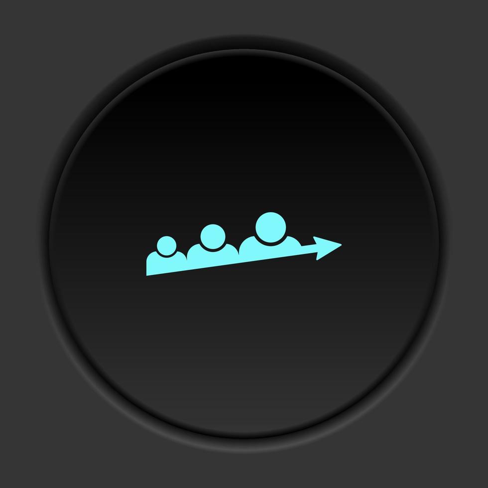 runda knapp ikon, framsteg, avatarer, användare. knapp baner runda, bricka gränssnitt för Ansökan illustration på mörk bakgrund vektor