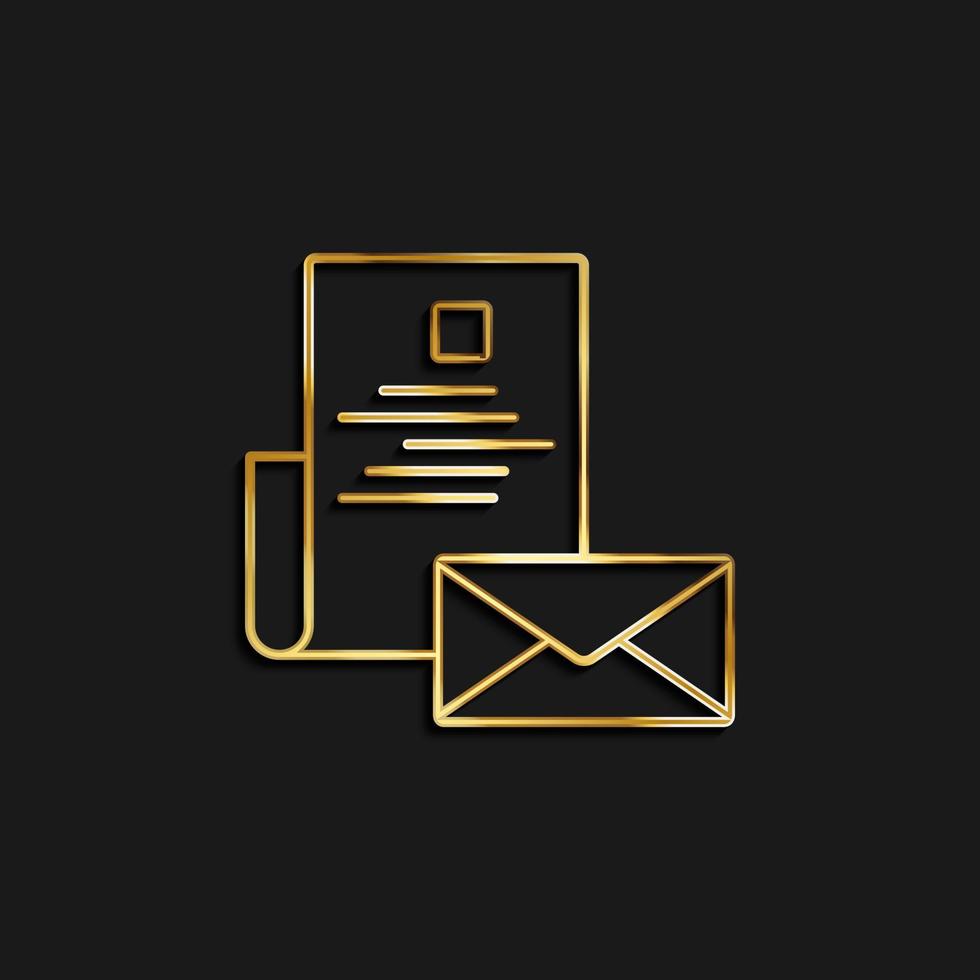e-post, posta guld ikon. vektor illustration av gyllene ikon på mörk bakgrund
