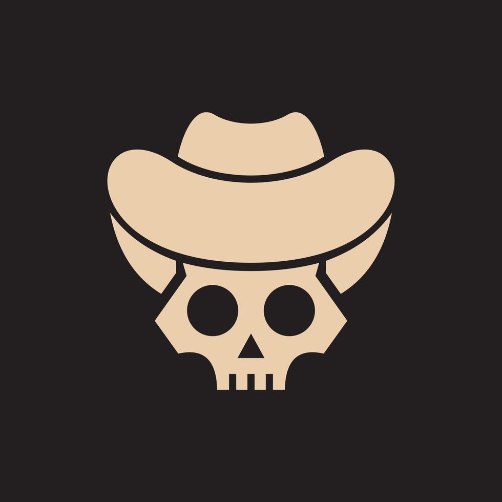 skalle med cowboy hatt modern kreativ logotyp vektor