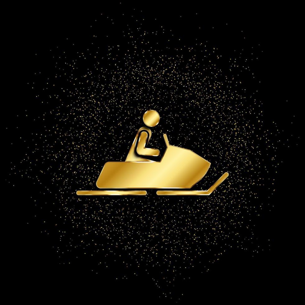 Schnee Motorrad Gold, Symbol. Vektor Illustration von golden Partikel auf Gold Vektor Hintergrund