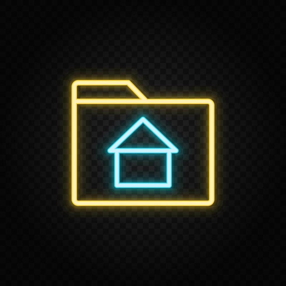 verklig egendom vektor mapp, Hem, hus. illustration neon blå, gul, röd ikon uppsättning