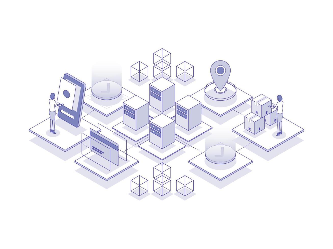 Benutzer Reise isometrisch Illustration geradlinig Farbe. geeignet zum Handy, Mobiltelefon Anwendung, Webseite, Banner, Diagramme, Präsentation, und andere Grafik Vermögenswerte. vektor