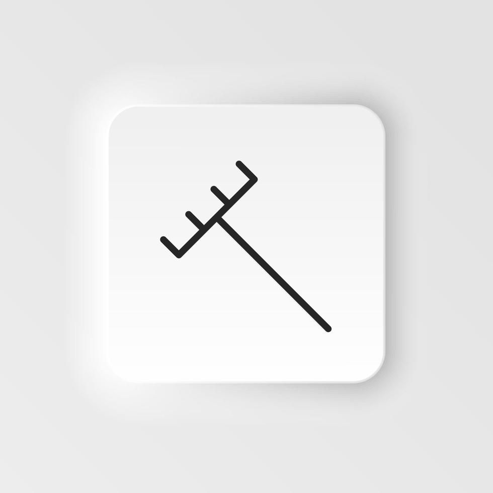 Garten, Rechen Vektor Symbol. Element von Design Werkzeug zum Handy, Mobiltelefon Konzept und Netz Apps Vektor. dünn neumorphisch Stil Vektor Symbol zum Webseite Design auf Neumorphismus Weiß Hintergrund