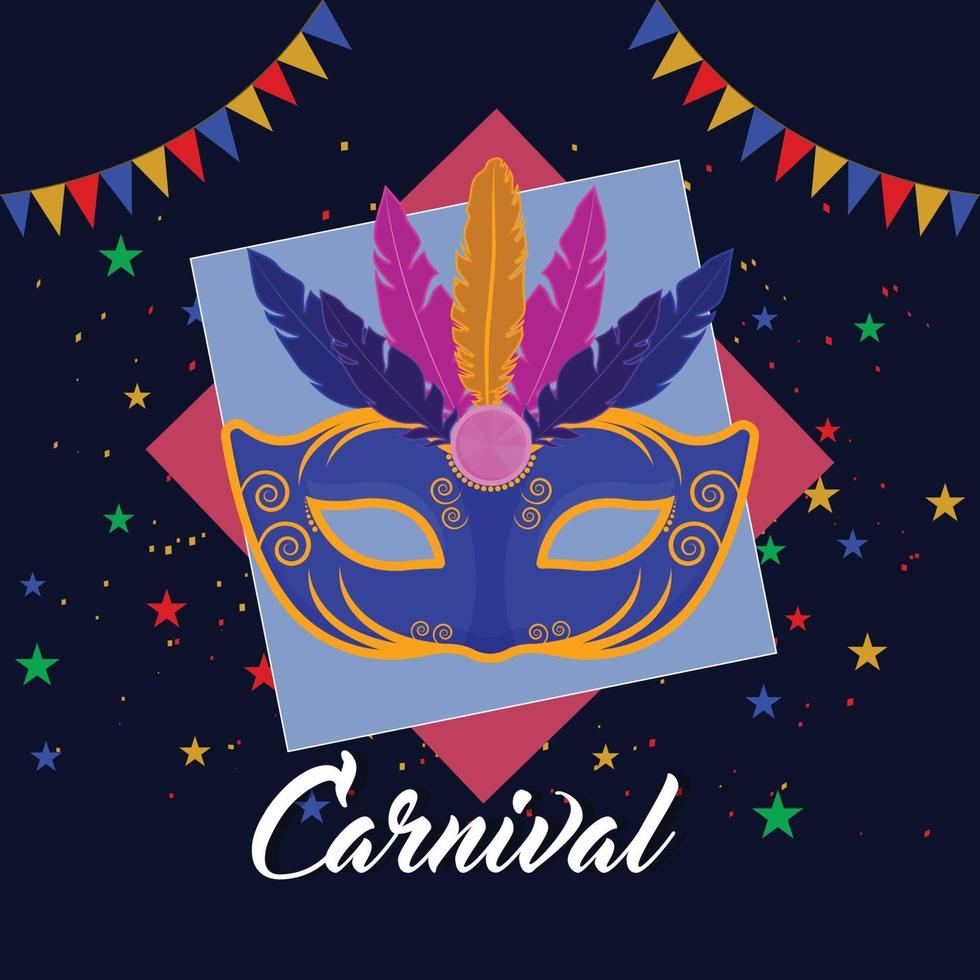 platt designkoncept av karneval händelse bakgrund med kreativ mask vektor