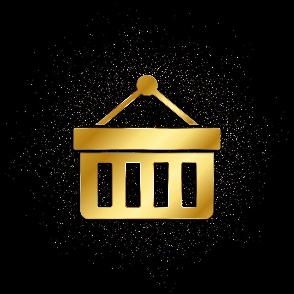 Korb Gold, Symbol. Vektor Illustration von golden Partikel auf Gold Vektor Hintergrund