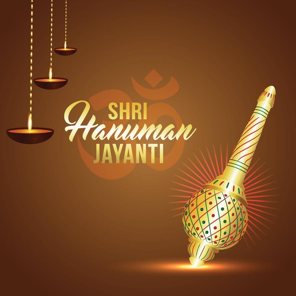 Shri Hanuman Jayanti Hintergrund mit Lord Hanuman Waffe vektor