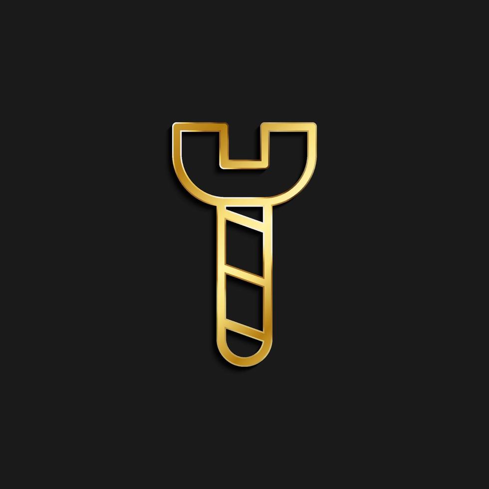 Stift, Schraube Gold Symbol. Vektor Illustration von golden dunkel Hintergrund .