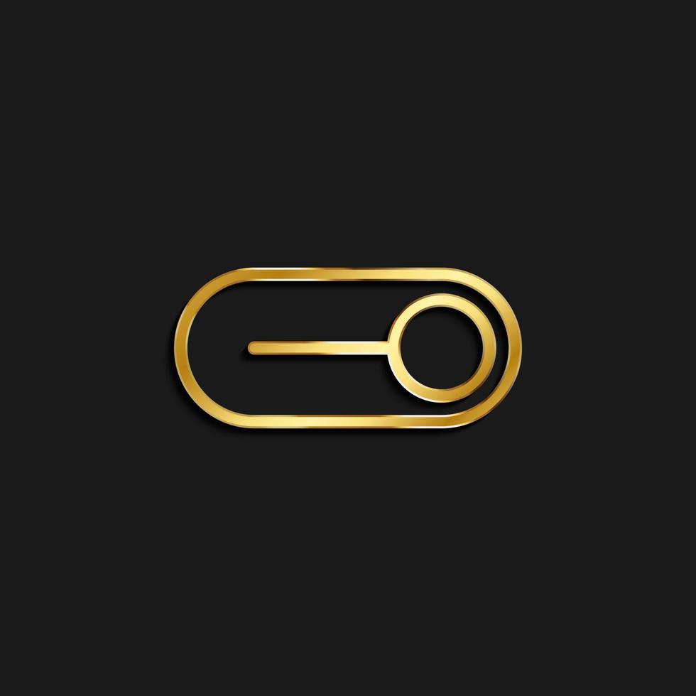 Inaktiverad, av, växla guld ikon. vektor illustration av gyllene ikon på mörk bakgrund