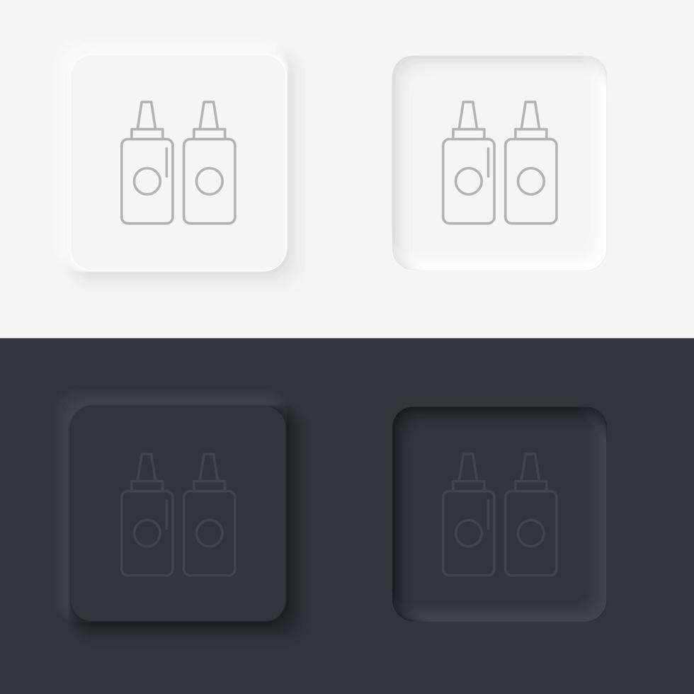 neumorf stil svart och vit uppsättning mat och dryck vektor ikon. ketchup och senap vektor linje ikon isolerat. flaskor med såser, hemsida eller app ikon uppsättning