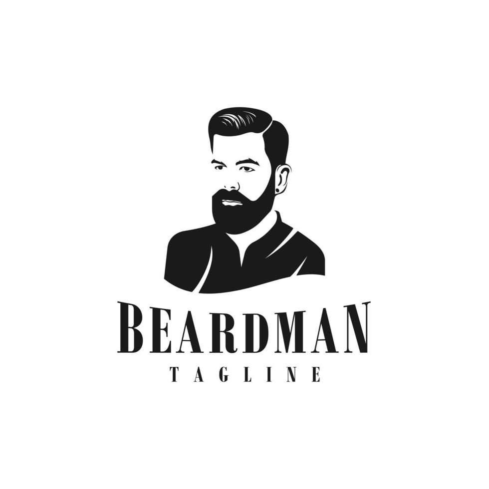 Bart Mann Logo Design. genial bärtig Mann Logo. ein Mann mit Bart Logotyp. vektor