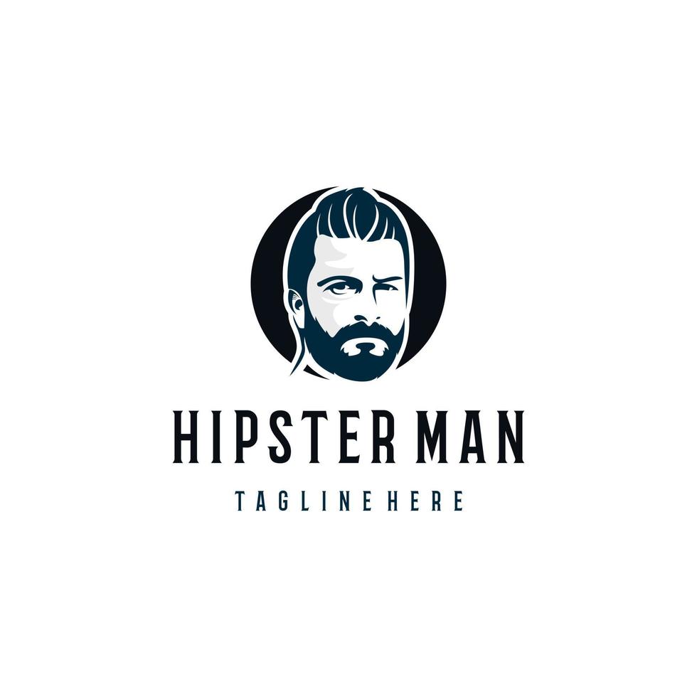 Hipster Mann Logo Design. genial Hipster Mann Logo. ein Mann mit Bart Logotyp. vektor