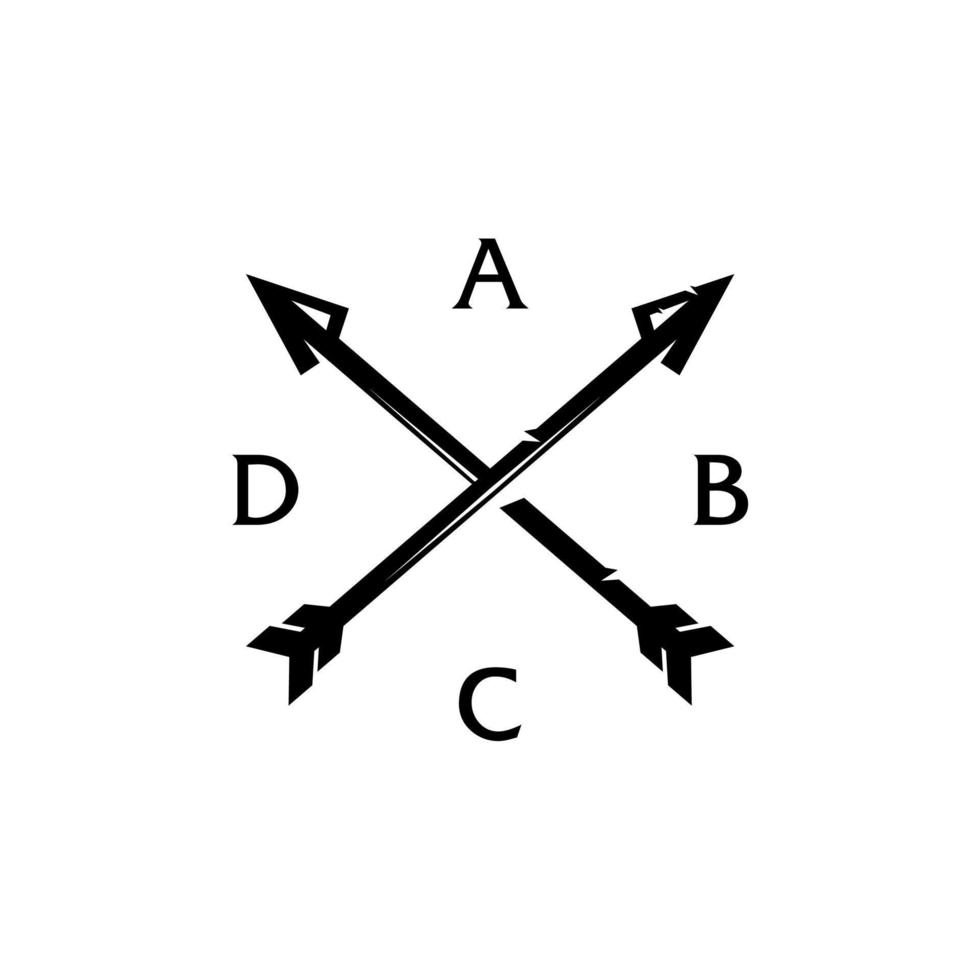 gekreuzt Pfeile mit Brief Initialen im Jahrgang retro rustikal Hipster Logo Design vektor