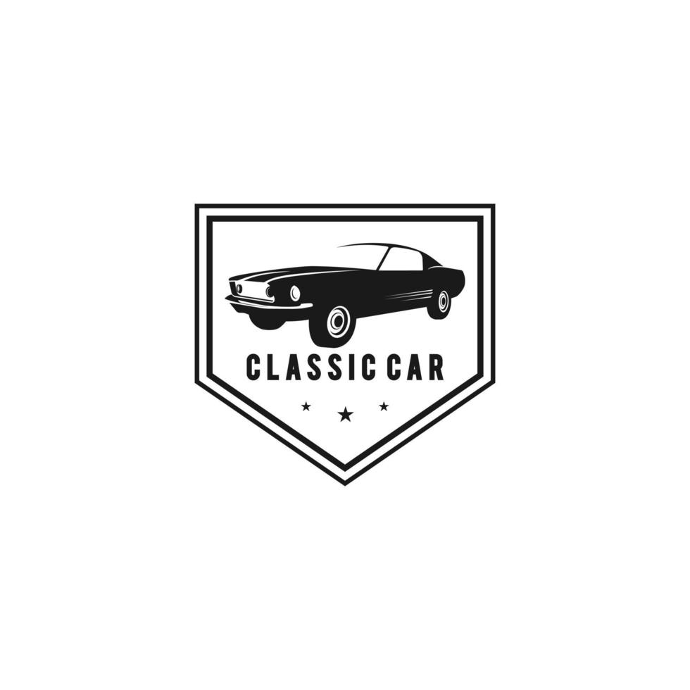 klassisch oder Jahrgang Auto Vektor Design Inspiration. Auto Auto Logo Design Vorlage. klassisch Fahrzeug Symbol Logotyp. ein klassisch Auto Symbol Silhouette. Jahrgang Auto einfach Linie Kunst Logo.