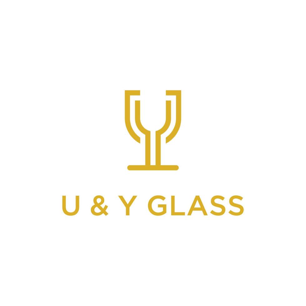 ein schwarz Glas Logo Design Vorlage. genial ein Glas mit Brief u und y Logo. ein Glas mit Brief u und y lineart Logotyp. vektor