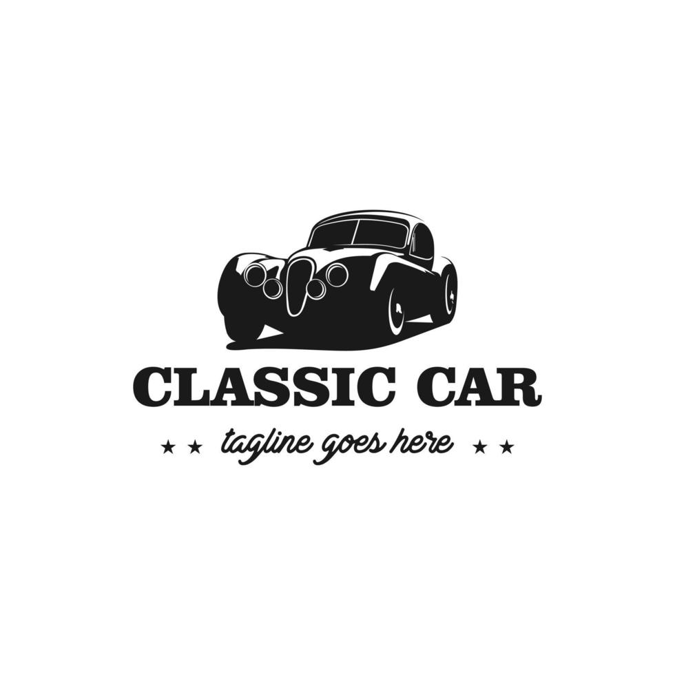 klassisch oder Jahrgang Auto Vektor Design Inspiration. Auto Auto Logo Design Vorlage. klassisch Fahrzeug Symbol Logotyp. ein klassisch Auto Symbol Silhouette. Jahrgang Auto einfach Linie Kunst Logo.