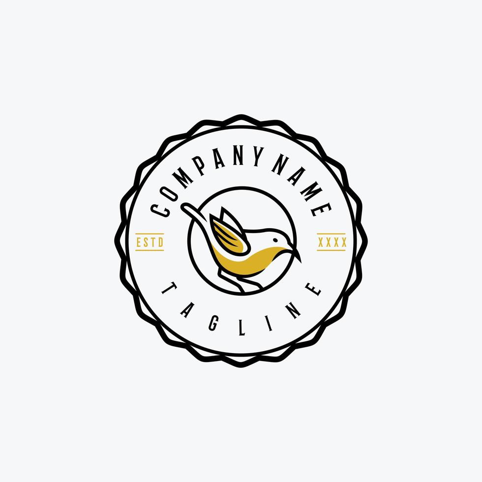 Bananenquit Vogel Logo Design Vorlage. genial ein Bananenquit Vogel mit Emblem Logo. ein Bananenquit Vogel Linie Kunst Logotyp. vektor
