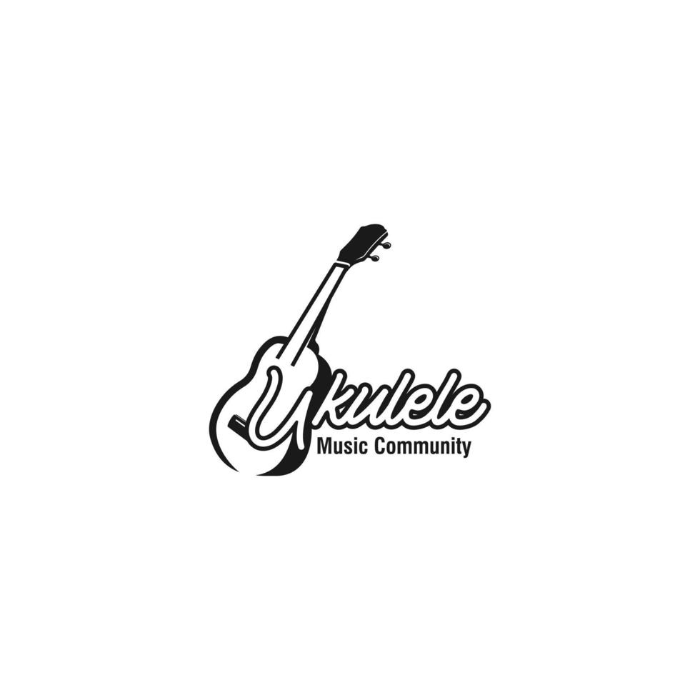 einfach minimalistisch Typografie Ukulele Musik- Logo Design. Vektor Grafik. Ukulele Logo Design.