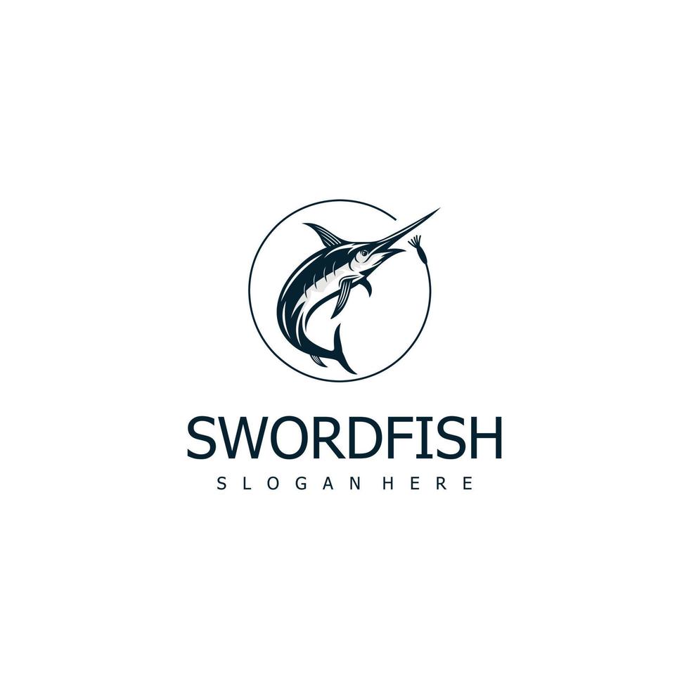 svärdfisk logotyp design. grymt bra svärdfisk logotyp. sårfisk logotyp. vektor