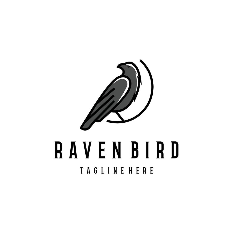 Rabe Vogel Logo Linie Kunst Grafik Inspiration vektor