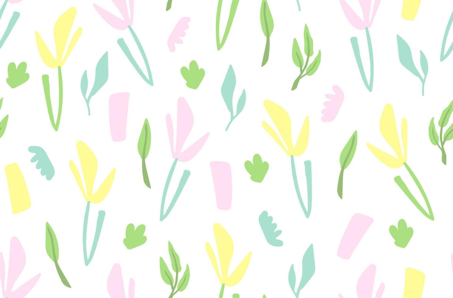 Gekritzel Frühling nahtlos Muster mit Grün Blumen, großartig Design zum irgendein Zwecke. vektor