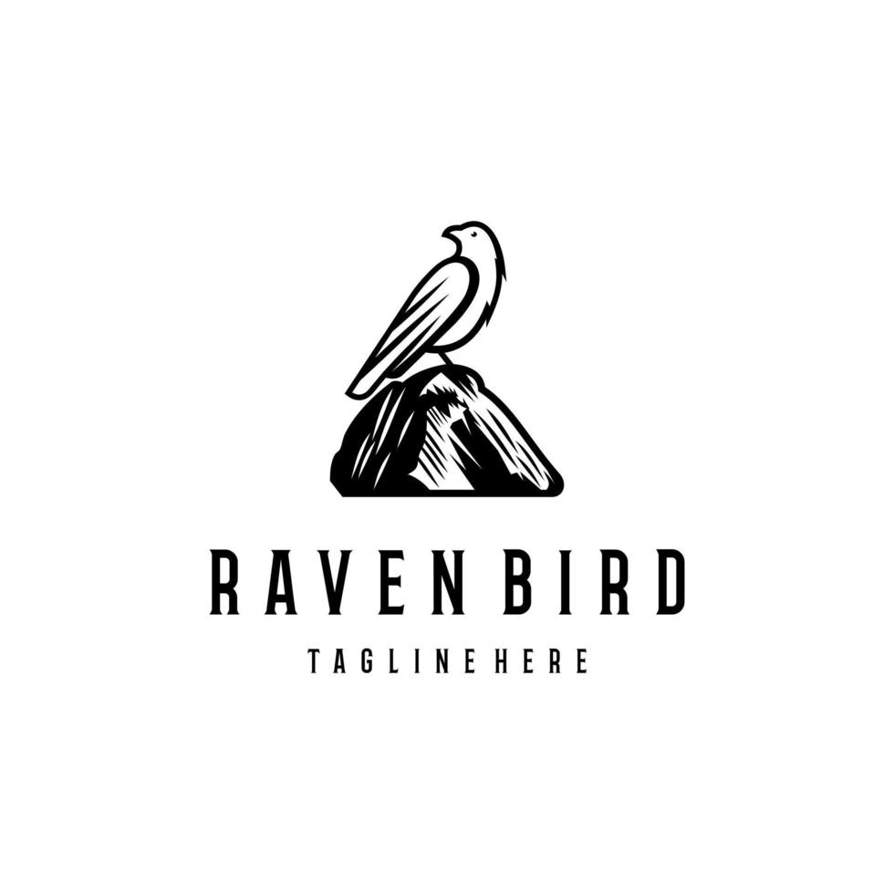 Rabe Vogel Logo Design Linie Kunst Grafik vektor