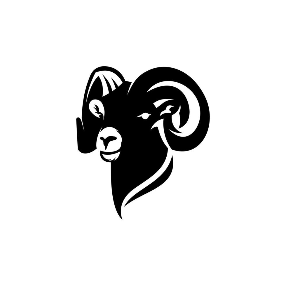 großes Horn Tier Logo Design Vorlage. Tier Symbol Logotyp. großes Horn Schaf Symbol Silhouette. vektor
