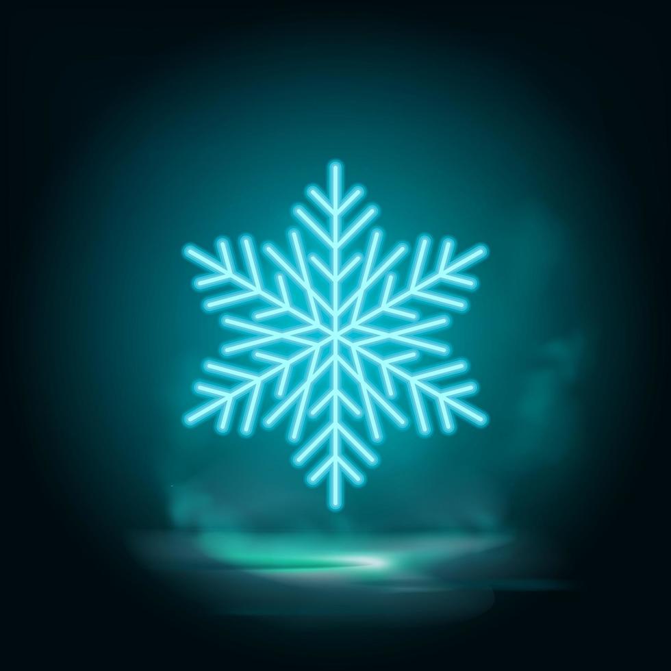 Schneeflocke Neon- Vektor Symbol. Weihnachten und Winter Thema. einfach eben schwarz Illustration. Symbol auf Weiß Hintergrund