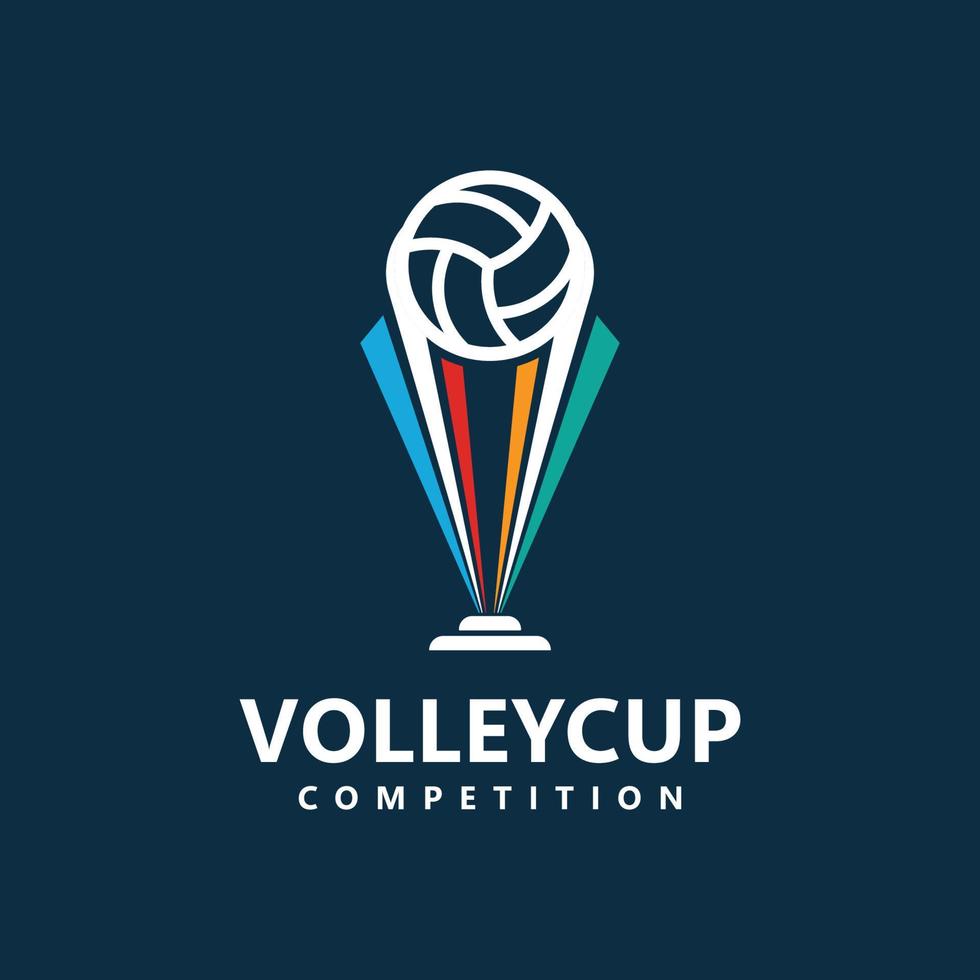 trofén volleyboll logotyp mall design vektor ikon illustration