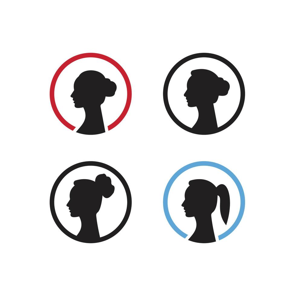 kvinna ansikte silhuett karaktär illustration logotyp ikon vektor