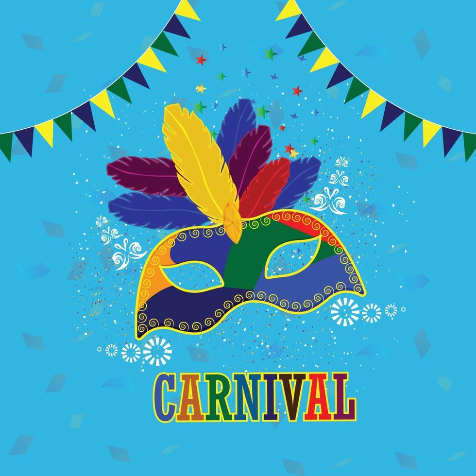 karneval färgglada mask med platt karneval mask vektor