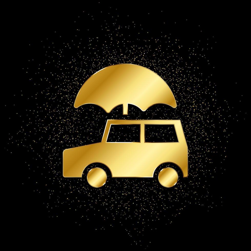 Auto, Auto, Versicherung Gold, Symbol. Vektor Illustration von golden Partikel Hintergrund . Vektor Gold Hintergrund
