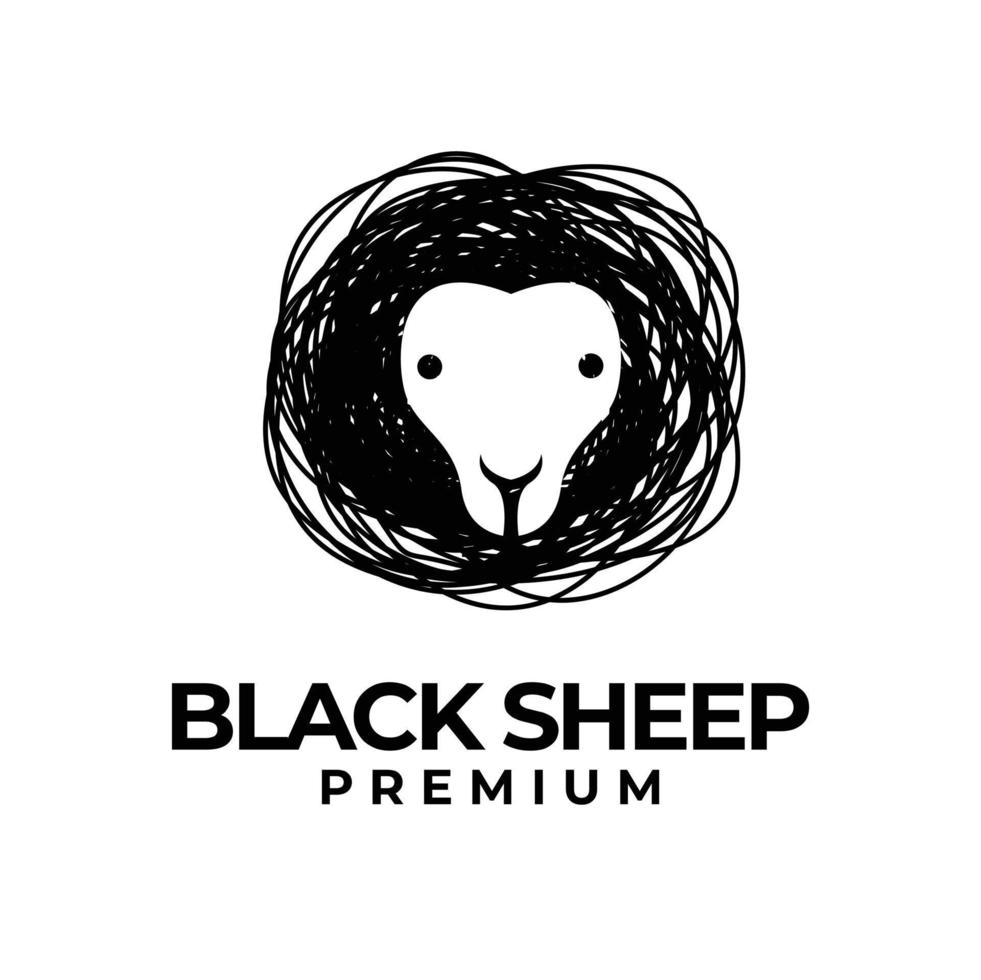 schwarz Linie Schaf Logo Symbol Design Illustration vektor