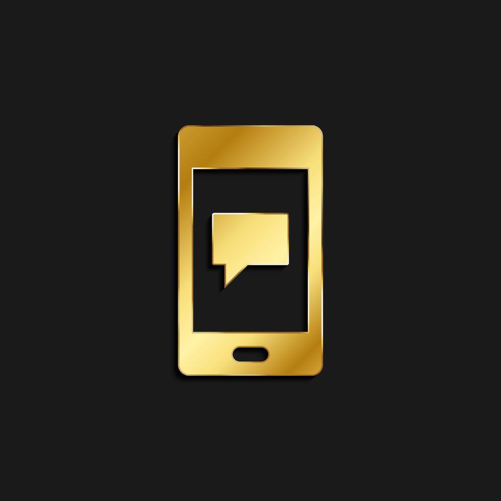 Telefon, Plaudern, Botschaft Gold Symbol. Vektor Illustration von golden Stil Symbol auf dunkel Hintergrund