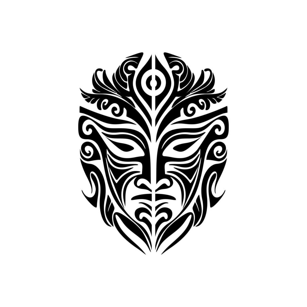 ein Vektor skizzieren von ein polynesisch Gott Maske im schwarz und Weiß.
