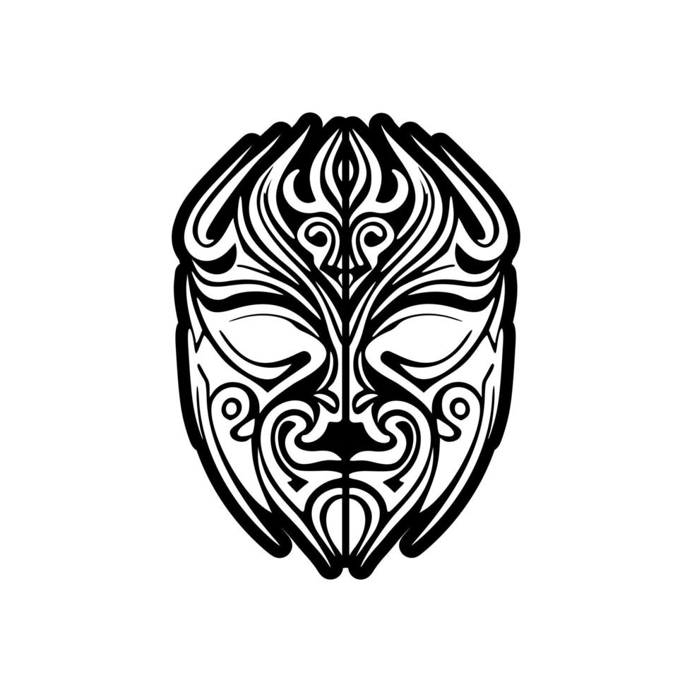 bw vektor tatuering av polynesisk Gud mask skiss