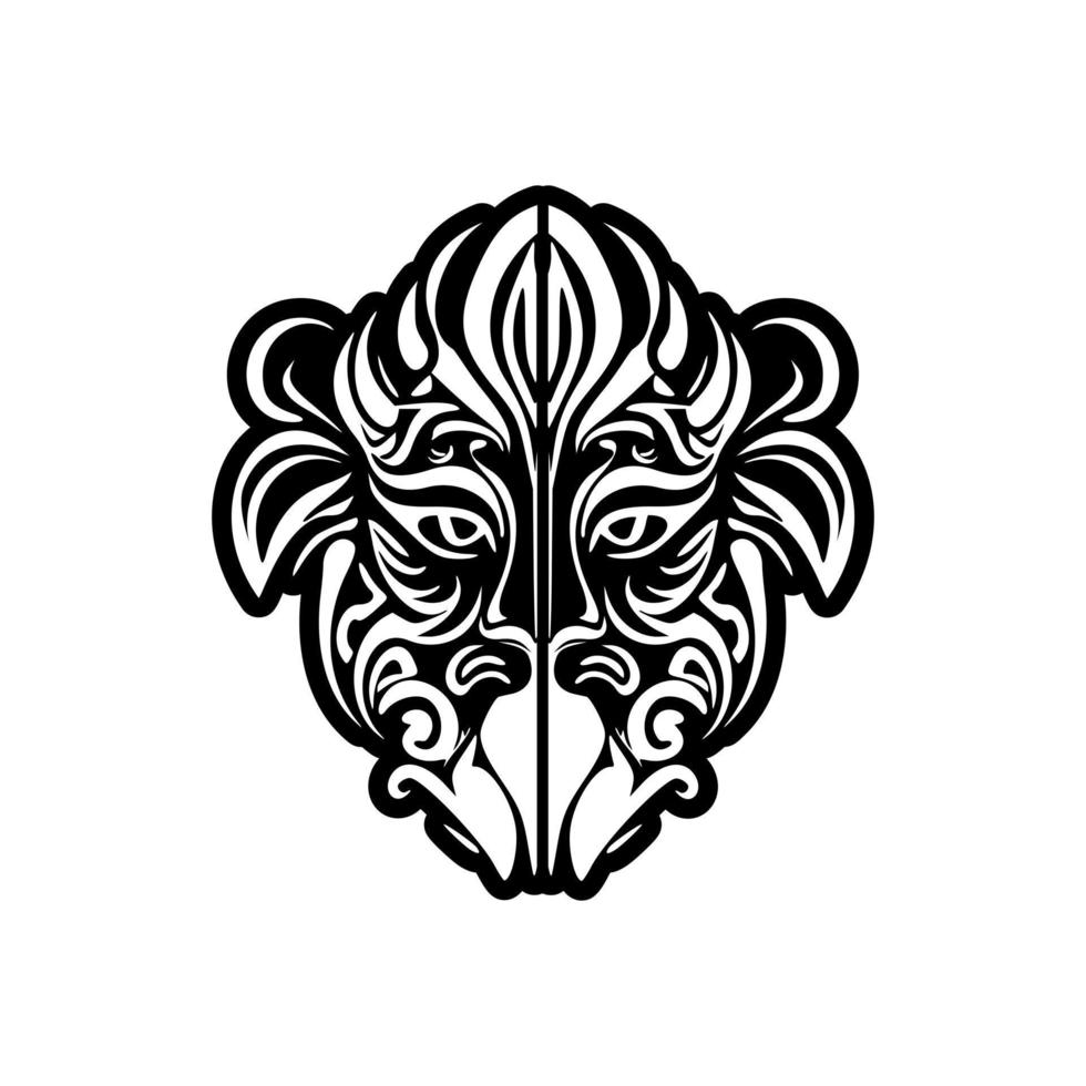 Vektor tätowieren skizzieren von schwarz und Weiß polynesisch Gott Maske.