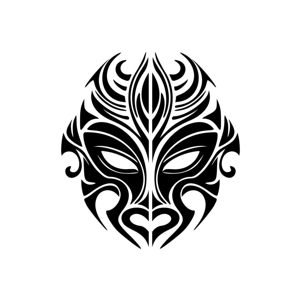 tätowieren skizzieren von polynesisch Gott Maske im schwarz und Weiß Vektor form.