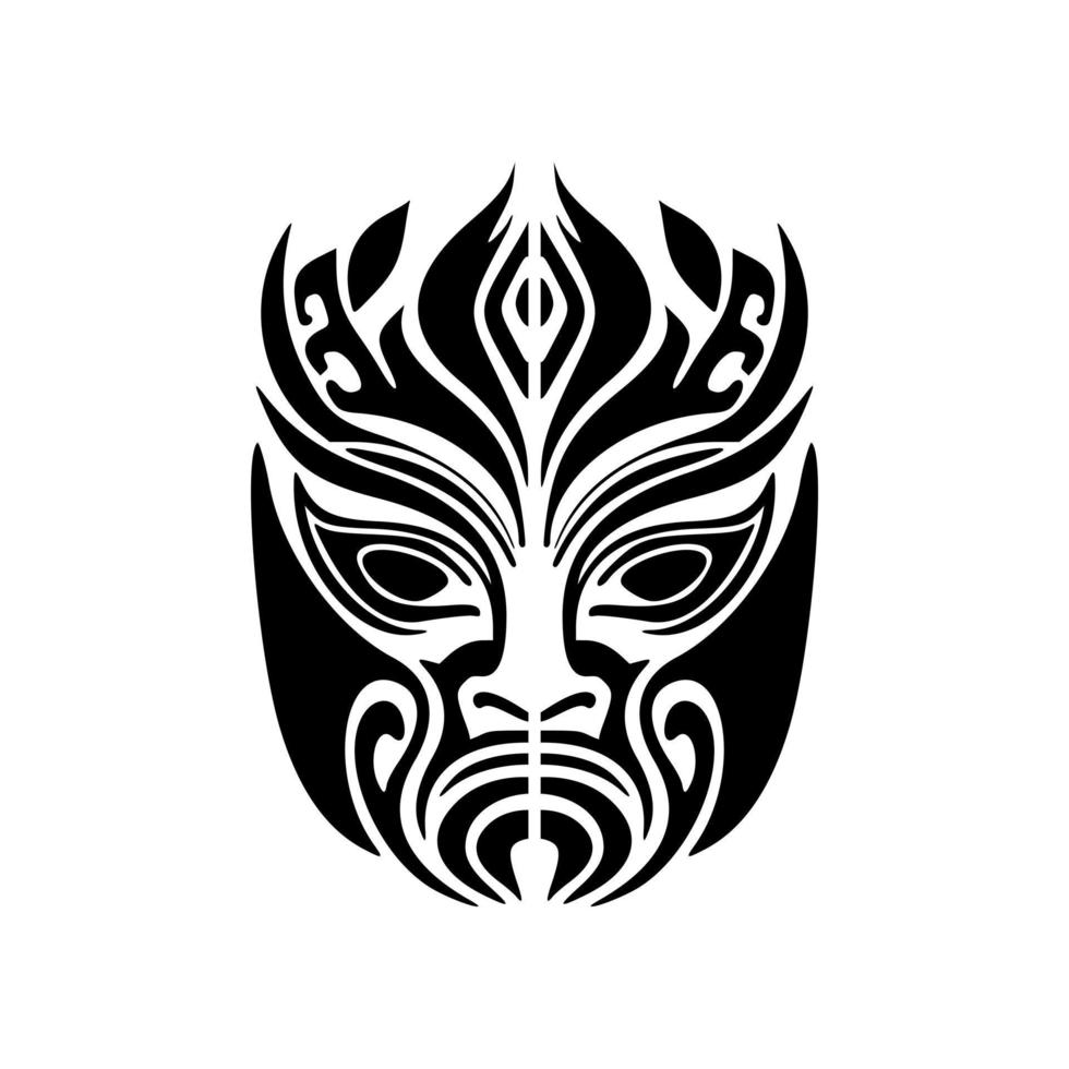 .vektor tatuering av en polynesisk Gud mask i svartvit. vektor