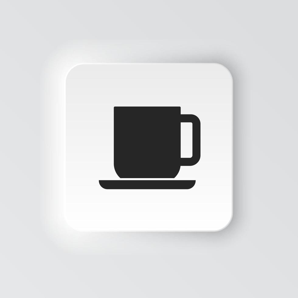 Rechteck Taste Symbol Kaffee Tasse. Taste Banner Rechteck Abzeichen Schnittstelle zum Anwendung Illustration auf neomorph Stil auf Weiß Hintergrund vektor