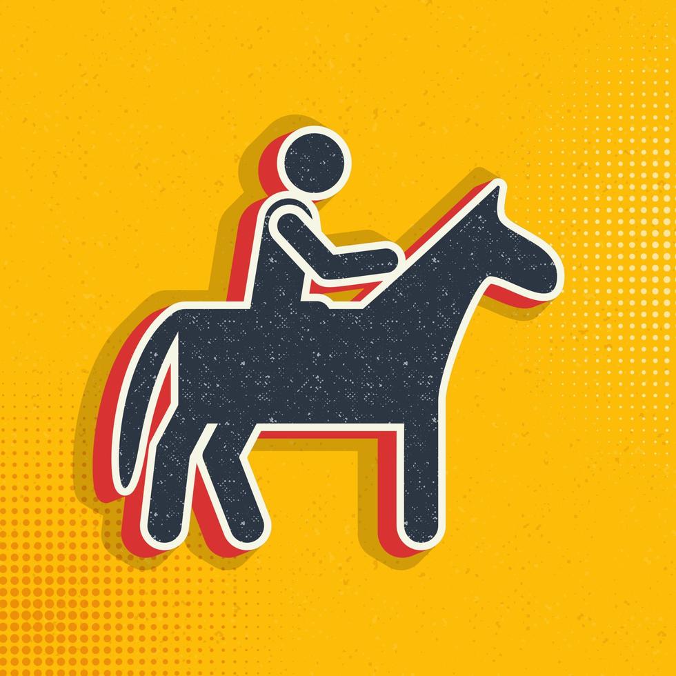 Pferd, Mann Pop Kunst, retro Symbol. Vektor Illustration von Pop Kunst Stil auf retro Hintergrund