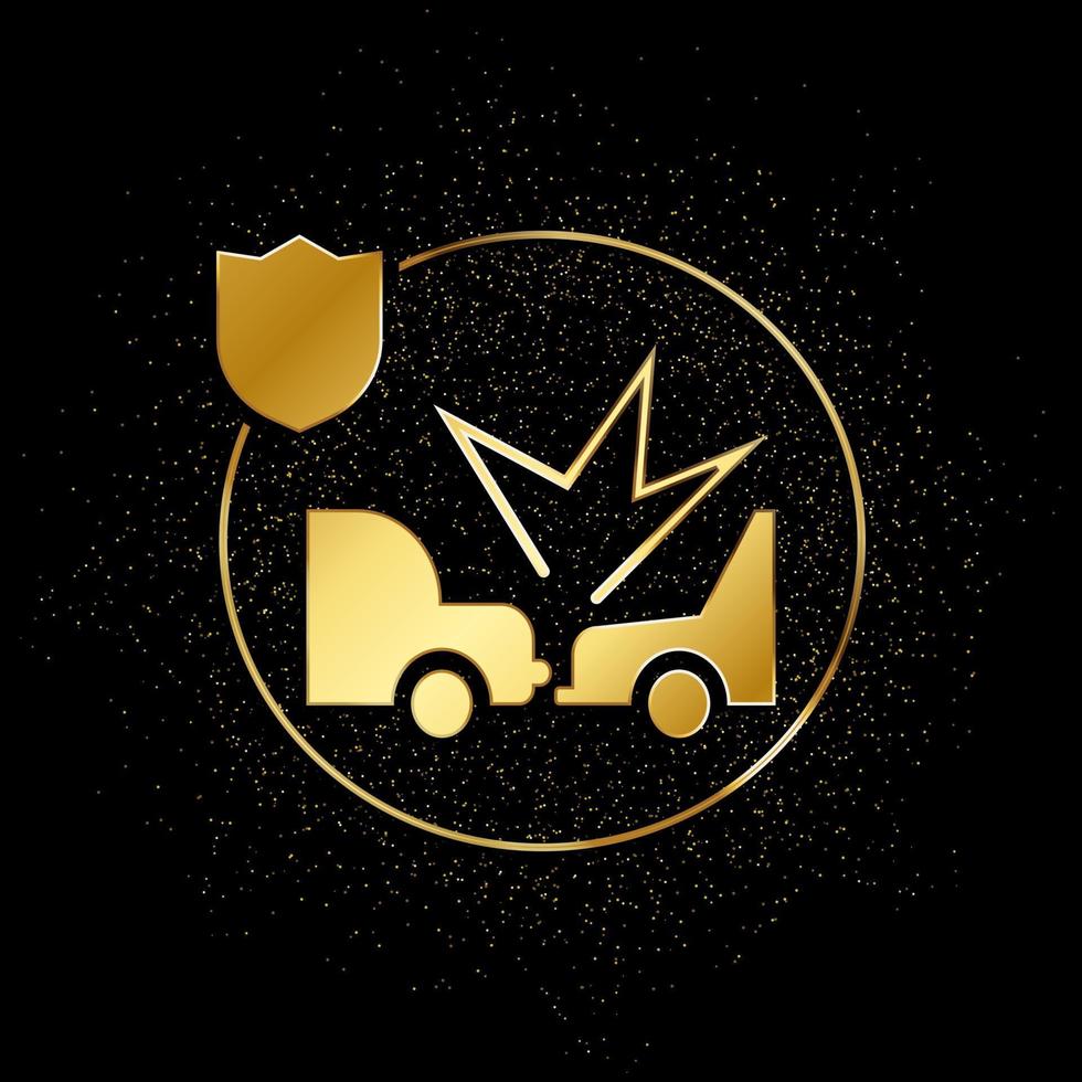 bil, försäkring, krascha guld ikon. vektor illustration av gyllene partikel bakgrund. guld vektor ikon