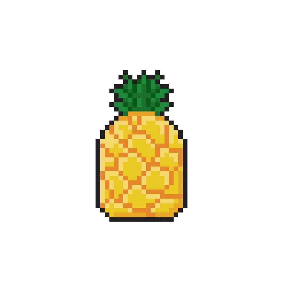 en ananas i pixel konst stil vektor