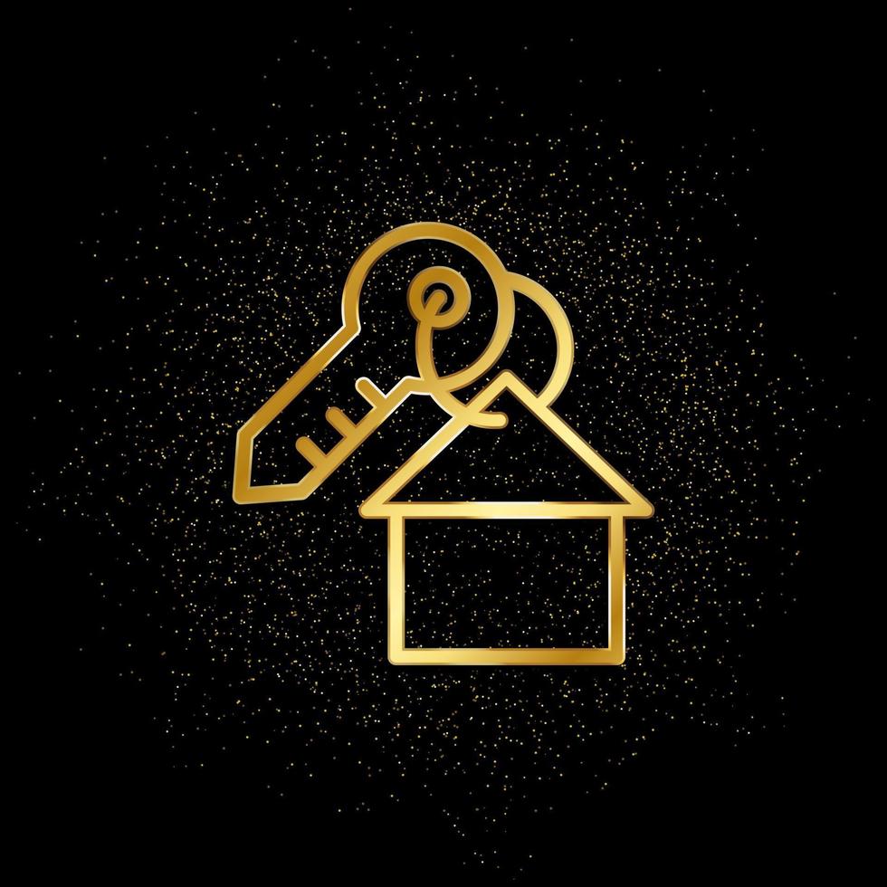 Haus, Schlüssel Gold Symbol. Vektor Illustration von golden Partikel Hintergrund. echt Nachlass Konzept Vektor Illustration .