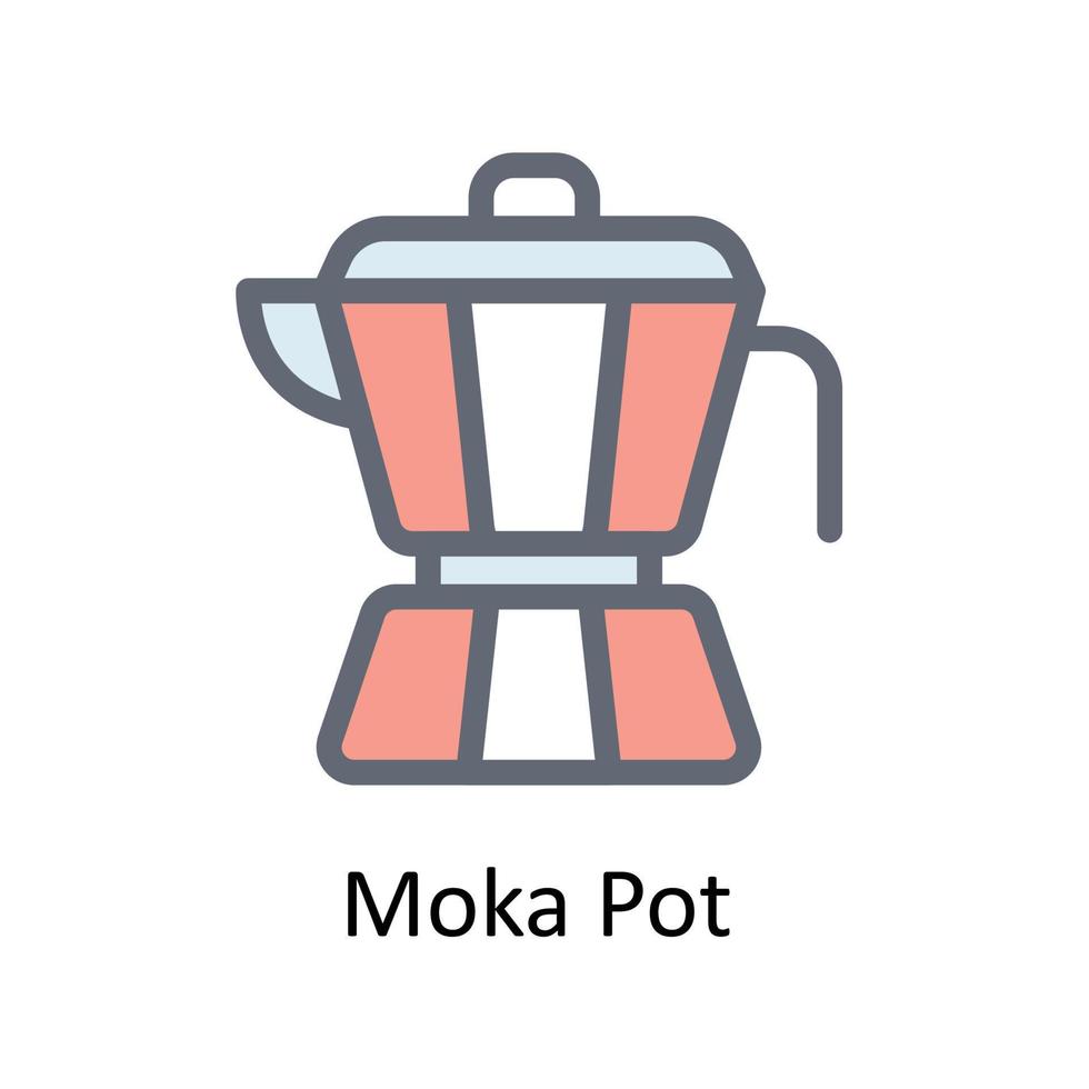 moka pott vektor fylla översikt ikoner. enkel stock illustration stock