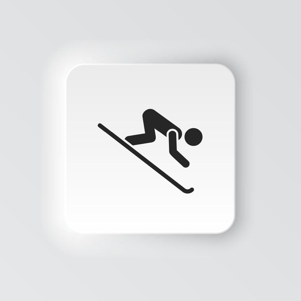 Rechteck Taste Symbol Skifahren Silhouette. Taste Banner Rechteck Abzeichen Schnittstelle zum Anwendung Illustration auf neomorph Stil auf Weiß Hintergrund vektor