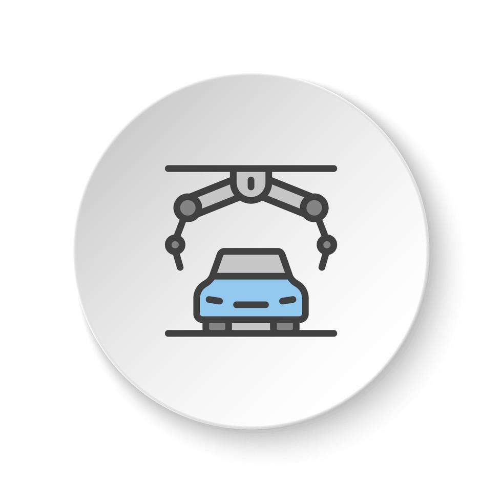 runden Taste zum Netz Symbol, Versammlung Roboter, Automobil Roboter. Taste Banner runden, Abzeichen Schnittstelle zum Anwendung Illustration auf Weiß Hintergrund vektor