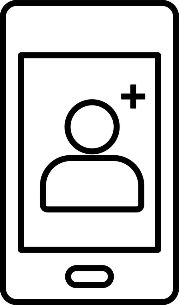 Linie Vektor Symbol Telefon, hinzufügen Kontakt, Neu Kontakt. Gliederung Vektor Symbol auf Weiß Hintergrund