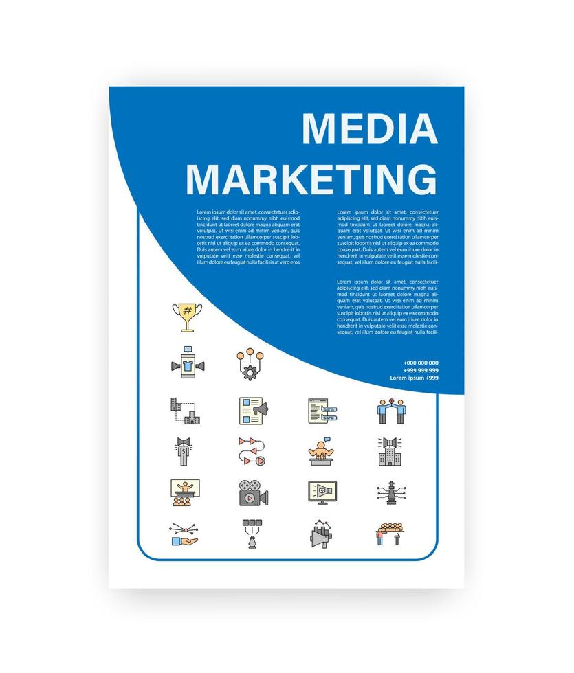 Medien Marketing Symbole Geschäft a4 Dokumentation Vorlagen. vektor